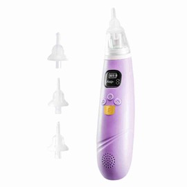 Handheld Electric Baby Nasal Aspirator Baby Nose Sucker Nose Cleaner for Infants 3 Suction Levels Low Noise Anti-backflow Built-in Battery Soothing Music with 3pcs Silicone Suction Tips
