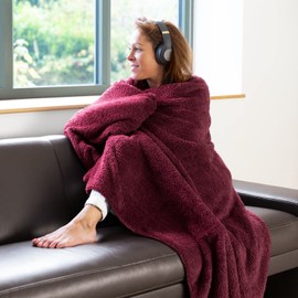 Snug Rug Special Edition Blankets Luxury Sherpa Fleece 127 x 178cm (50" x 70") Sofa Throw Blanket (Mulberry Red)