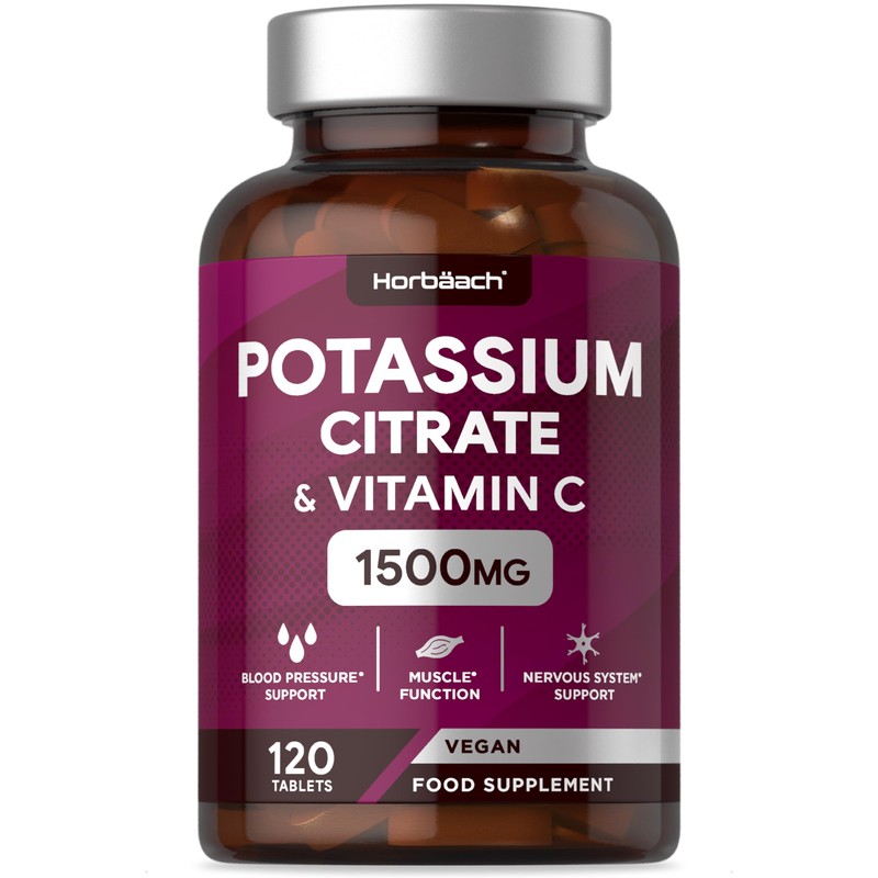 Potassium Supplement High Strength 1500mg with Vitamin C | Electrolyte