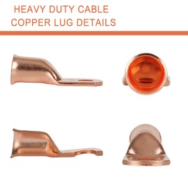 RIOCAN 10pcs 4/0 AWG-3/8”(M10) Ring Terminals 0000 Gauge Battery Lugs Battery Cable Ends Heavy Duty Wire Lugs Battery Cable Connector Copper Lugs Battery Terminal Connectors