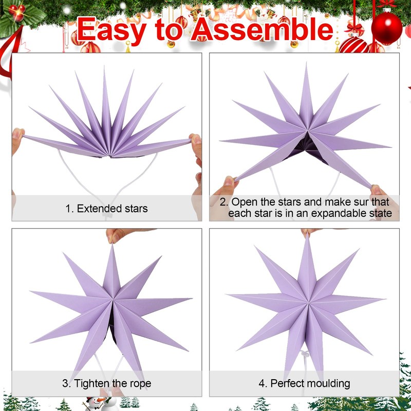 BestoFun Set of 5 Paper Stars Pastel Colours 30 cm