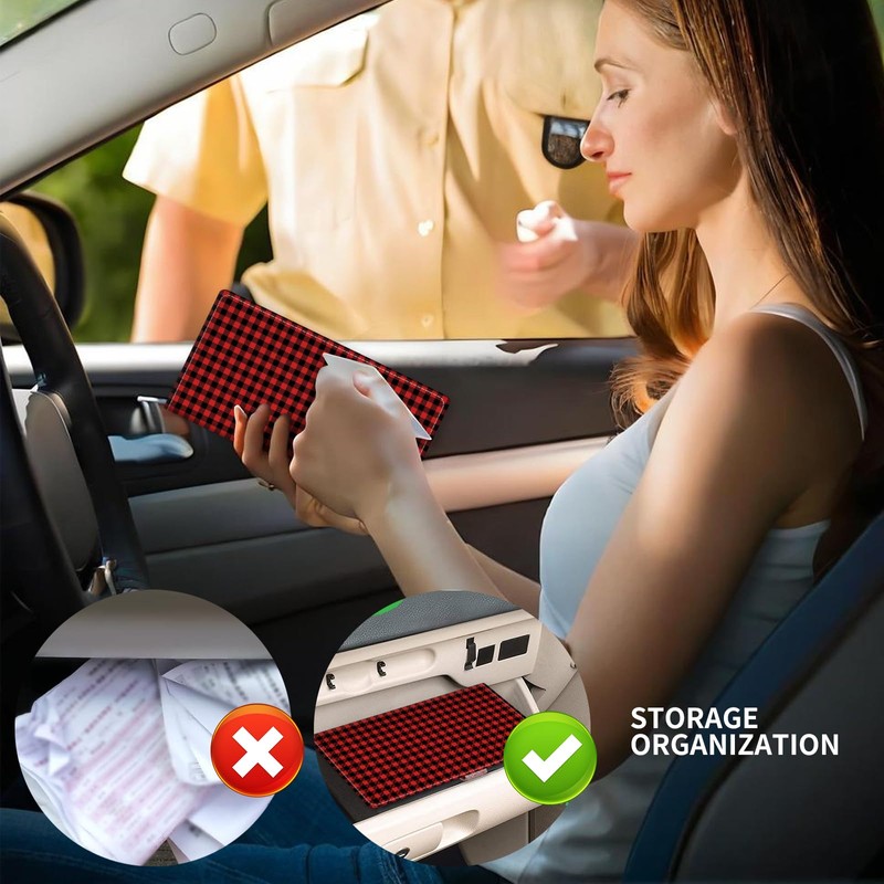 ADUQLZUX Leather Car Registration and Insurance Card Holder, Cute Car