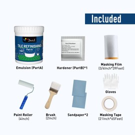 DWIL Tub and Tile Refinishing Kit - Low Odor DIY Sink Bathtub Countertop Grey Coating, Easy Cover Application, Tub Paint for Bathroom Kitchen, Sink Paint kit with tools, Semi-Gloss White