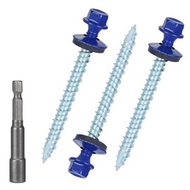 Metal Roofing Screws 10 x 2 inch, Blue Hex Head Sheet Metal Roof Screw with EPDM Washer for Corrugated Roofing (250Pcs)