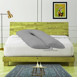 Teddy Fleece Full Body 9FT Feet U Shaped Orthopaedic Pillowcase Cover With Zip Pregnancy Maternity Nursing Super Soft Snug Cuddles Pillowcase U Cover Silver 75cm x 135cm Approximate