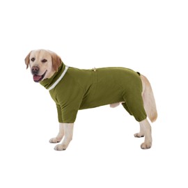 Dog Clothing,Pet Winter Thickened Warm Four-Legged Jumpsuit with Zipper D-ring Reflective Strips,Dog Adjustable Anti-Hair Windproof Jacket for Small Medium Large Dogs_M(Olive Green)