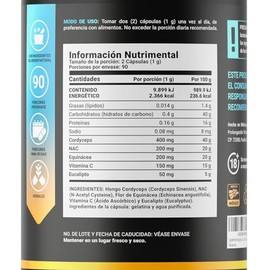 Lungs Blend de 180 Cpsulas. Ingredientes naturales Cordyceps, NAC, Echinacea, Vitamina C y Eucalipto. Lungs Blend B Life.                             