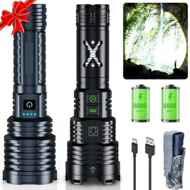 Grentay Grey&Black LED Flashlights High Lumens, 4500000LM Tactical Flashlight Rechargeable USB C, 11 Modes, Zoomable, IP67 Waterproof, High Powered Flashlight for Home Camping Emergencies