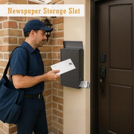 WeHere Wall-Mount Mailbox for Outside, Mailboxes use Bluetooth/Code/Key Unlock, Galvanized Steel Rust-Proof Large Letter Drop Box with Newspaper Holder, Postbox for House Porc, Front Door, Office