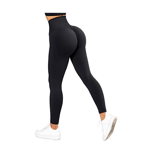 SUUKSESS Scrunch Butt Lifting Seamless Leggings for Women Booty High Waisted Workout Yoga Pants (Black, M)