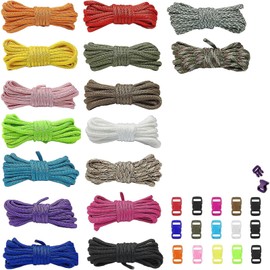 Paracord 0.16 inches (4 mm) Length 9.8 ft (3 m) 12 Color Set, Load Capacity: 572.3 lbs (260 kg), Multi-functional, DIY Crafting, Knitting and Sewing Tools, Craft Set (16 Color Set)