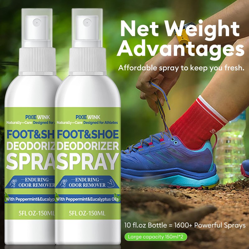 PIXIEWINK Foot & Shoe Deodorizer Spray, 5 fl.oz Instant Odor