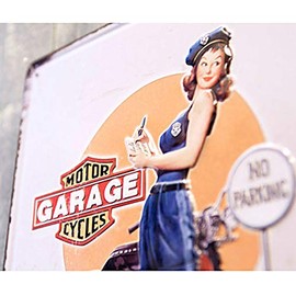 Akizuki Boeki Z235 GARAGE GIRL S Antique Metal Plate