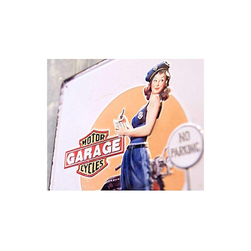 Akizuki Boeki Z235 GARAGE GIRL S Antique Metal Plate