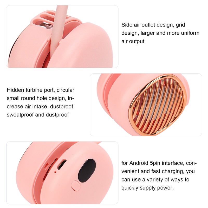 Portable Neck Fan LCD Digital Display Usb Charging 5 Speed