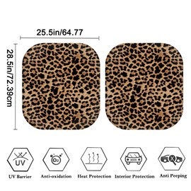Binienty Animal Leopard Cheetah Stripe Print Auto Windshield Sun Shade- Blocks UV Rays Sun Visor Mat, 2 Pieces Foldable Car Sunshade
