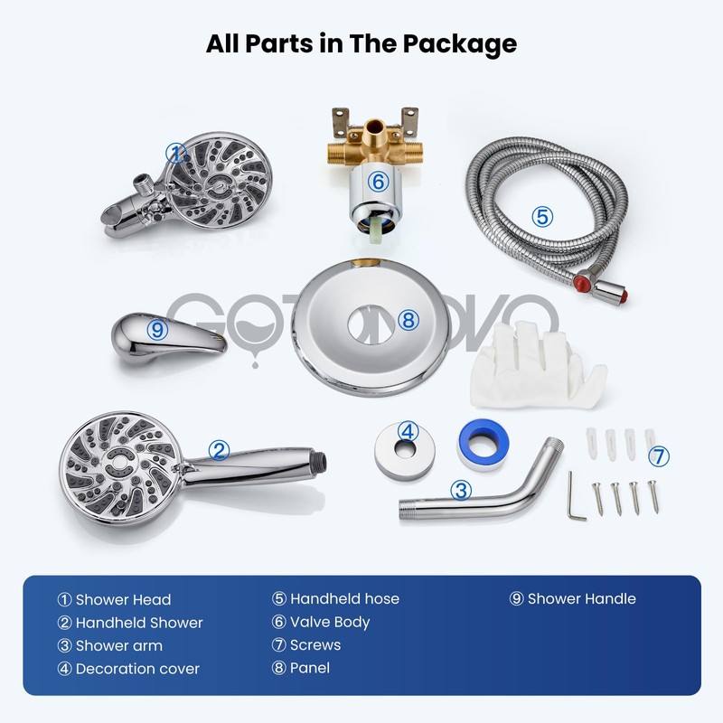 gotonovo Dual 2 in 1 Shower Head Kit High Pressure