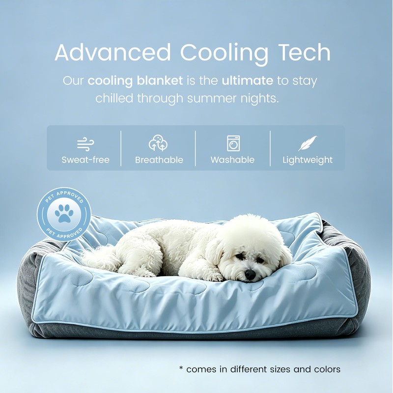 Premium Cooling Blanket for Medium Dogs, Cool-to-Touch Washable Mat for