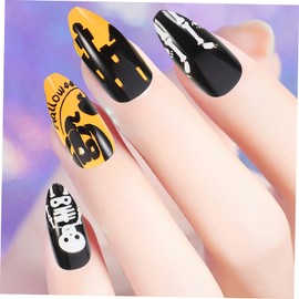 Healvian 48pcs False Nails Skeleton Fake Nails Nail Tips Square Nails French Nails False with Glue False Toenails Fake Toenails Stick on Nails for Women Nail Kit Plastic Colorful