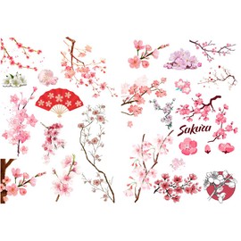 Pink Sakura Cherry Blossoms Precut Anti-UV Waterproof Decoration Album Planner Stickers Scrapbooking Diary Sticky Paper Flakes (PK091)