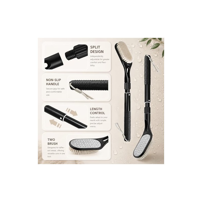 Cepillo Pies Mango Largo Ducha Extensible Lima Doble Cara Limpiador