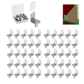 20Pcs Shelf Support Pegs, 1/4 Inch (6.35mm) Metal Shelf Pins for Wood Shelves Adjustable Shelf Brackets L-Shaped Clips with Silicone Sleeve for Kitchen Bookcase Cabinet Furniture Support (Transparent)