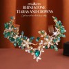 Yean Green Crystal Wedding Headband Baroque Emerald Gold Headpiece Rhinestone