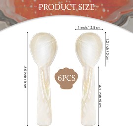 Caviar Spoons Mother of Pearl MOP Caviar Spoons with Hand Craft W Round Handle for Caviar, Egg, Ice Cream, Salt, Coffee Serving, Restaurant Serving Set (6 Pieces, 3.55 Inch)