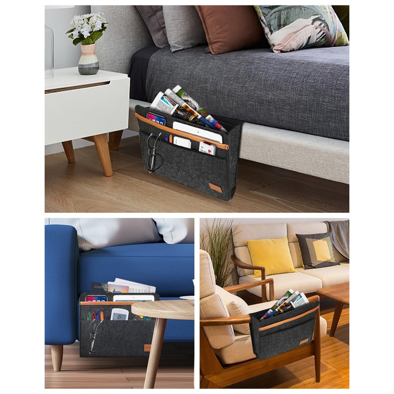ERKOON Bedside Storage Pocket, Felt Bedside Caddy Thicker Bed Sofa