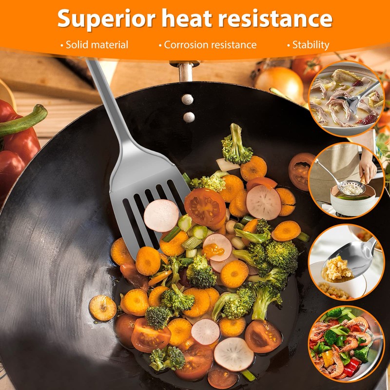 Stainless Steel Cooking Utensils Set - 5 Pcs Metal Professional