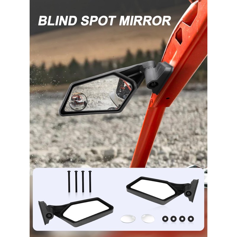 X3 Side Mirrors, Adjustable Folding Maverick X3 Side Mirrors Compatible