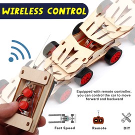 2 Set STEM Kit,Solar Model Car Building Project Science Experiment Assembly 3D Wooden Puzzle Craft,Wireless Remote Control Electric Motor Educational DIY Gift Toys for Kids Age 8 9 10 11 12 13 14