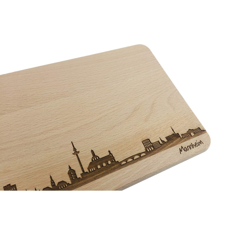 Brotzeitbrett Mannheim Skyline | Beech Breakfast Board | Wooden Chopping