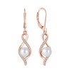 Inpasne 18K Rose Gold Plated Freshwater Pearl Drop Earrings 925