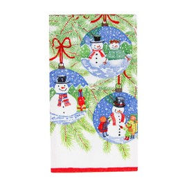 Caspari Snowman Ornaments Guest Towel Napkins - 15 Per Package, 2 Packs