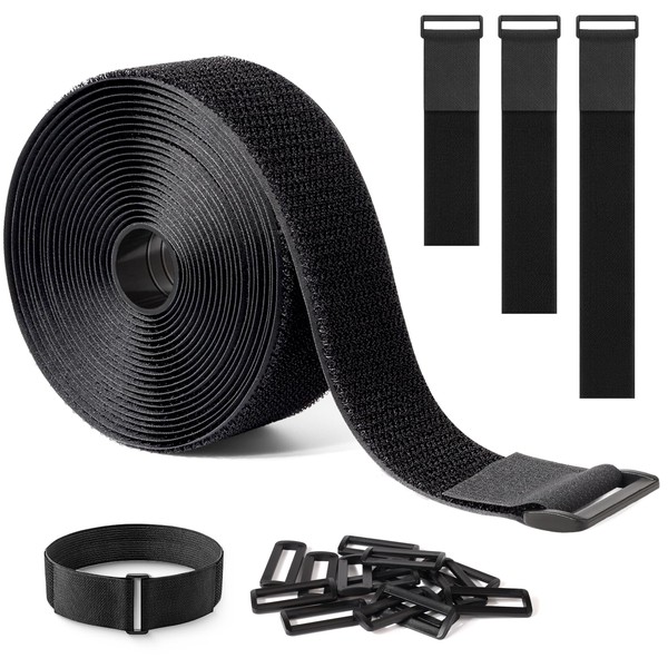 PAPAcroscoma Black Cable Velcro Straps：5cm x 5m Heavy Duty Hook