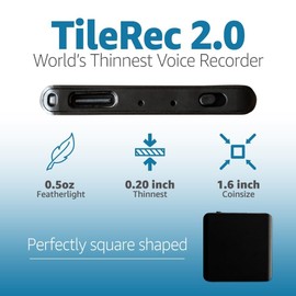 Voice Activated Recorder with Playback – 64GB Storage, 1100 Hours of Audio Recording, Slim & Portable for Meetings, Interviews & Classes, Easy Notetaker - TileREC by Atto Digital