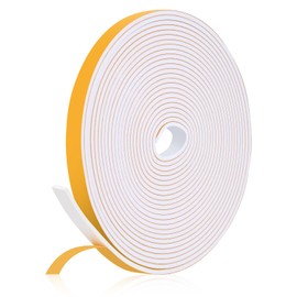 26Feet Weather Stripping Seal (1/2 Inch X 1/8 Inch) for Door Window, High Density Foam Tape, Soundproofing, Insulation Strip, Door Gap Seal for Door Frame- White