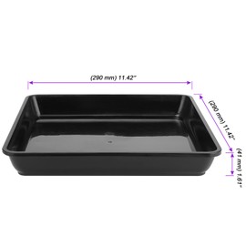JOIKIT 10 PCS 11 x 11 Inch Square Plant Saucer, Plastic Plant Saucer Drip Tray, Square Flower Pot Tray for Indoors and Outdoor Plant Pots, 1.5 Inch Deep, Black