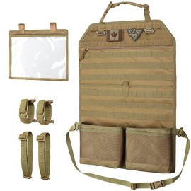 WYNEX Tactical Car Seat Back Organizer with Gun Rack, Upgrade Tactical MOLLE Seatback Cover Protector Universal Fit Vehicles Truck MPV Pickup with Transparent Pocket and Custom Patch