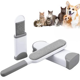 Doppelseitige Tierhaarentfernungsbürste Set mit Selbstreinigender Basis - Wiederverwendbare Elektrostatische Fusselbürste für Möbel, Sofa & Kleidung - Staub-, Flusen- & Haustierfellentferner