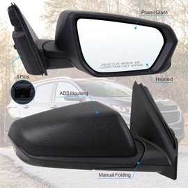 Lqito Right Passenger Side Mirror Compatible With 2018 2019 2020 2021 2022 2023 2024 Chevy Equinox With Manual Folding Power Glass Heated Matte Black Replace#84225383(5Pins)