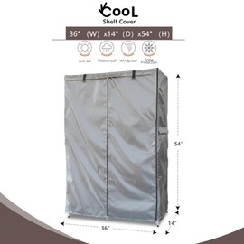 okcool Waterproof Shelf Cover,600D Heavy Duty Wire Shelving Unit Cover,Shelf Display Rack Protector Cover with Zipper,One Side See Through Panel.(Grey,Fits 36" Wx14 Dx54 H Shelves)