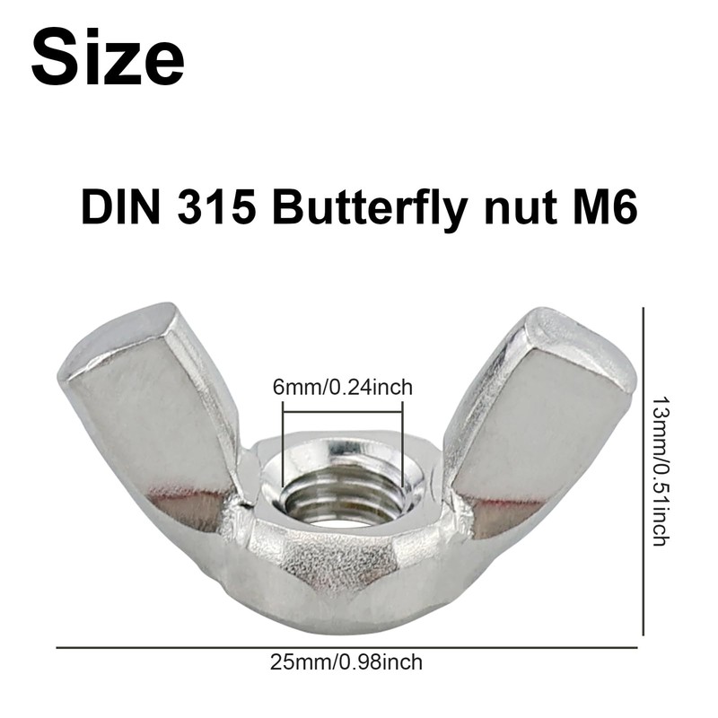Pack of 25 Wing Nuts Stainless Steel Wing Nut Rustproof