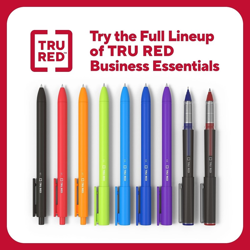 TRU RED Retractable Gel Pens - Quick Dry, Smudge-Free Writing,