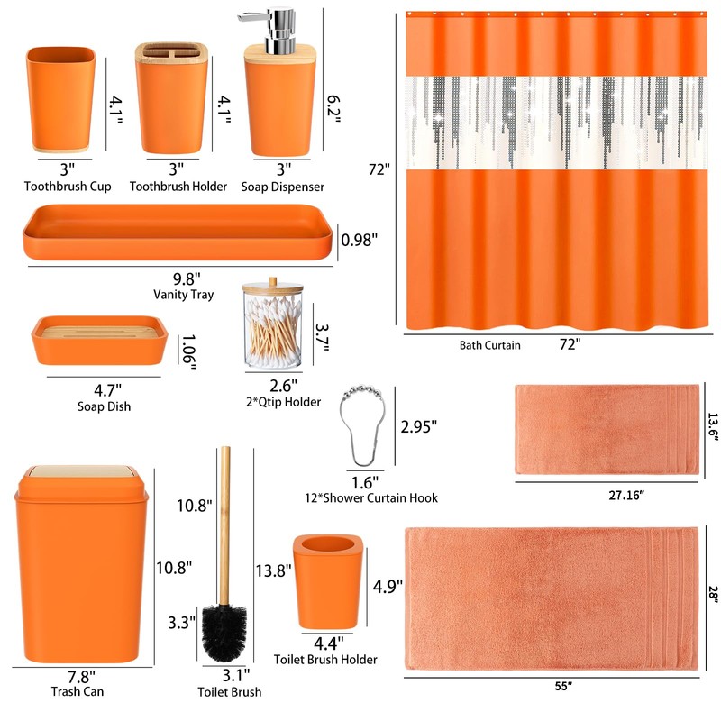 Bathroom Set- Bathroom Accessories Set with Sequin Shower Curtain Set