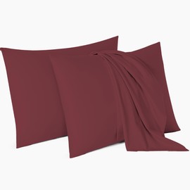 Micropuff Standard Size Pillow Cases Open Enclosure - 2 Pack - Soft and Breathable Hypoallergenic Pillow Cover. Pillowcase Protects Against Stains, Spills, and Perspiration.(Burgundy; 20 x 30)
