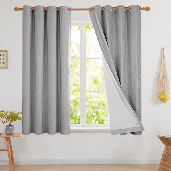Deconovo 100% Blackout Curtains for Living Room, Double-Side Room Darkening
