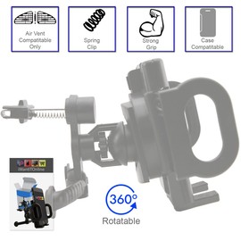 IWIO Custom Dedicated In Car Spring Mount Clip Air Vent Holder (Case Compatible) Cradle compatible with Alcatel Pop 4 Plus - BLACK