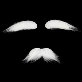 Koonfan Cosplay White Fake Mustache and Eyebrow Set for Adult Fake Beard Novelty Stick On Mustaches